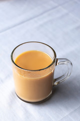 Nepal tea serve on table,masala tea in glass cup