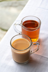 Nepal tea serve on table,masala tea in glass cup