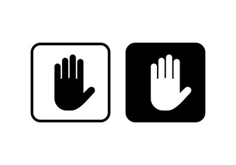 Stop vector icon. Hand symbol. Hand icon