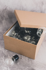 think outside the box lightbulbs inside and a unique one outside