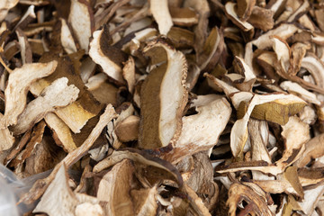Italian dried Porcini mushrooms,close up