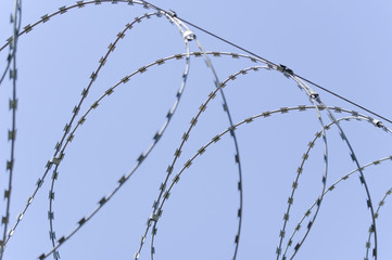 Closeup of rusty barbed wire