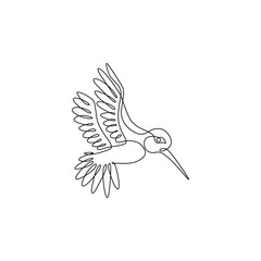 Tropical bird hummingbird continuous line drawing, tattoo, print for clothes and logo design, one single line on a white background, humming bird isolated vector illustration. 