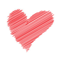 Hand drawn red heart of doodle circle