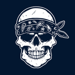 Mexican sugar skull in bandana. Design element for poster, t shirt, card, banner.