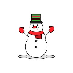 snow man with scarf in Christmas theme.editable outline illustration in flat design.