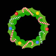 Christmas wreath decoration illustration in flat design.