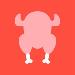 meat whole chicken food in  flat design icon.