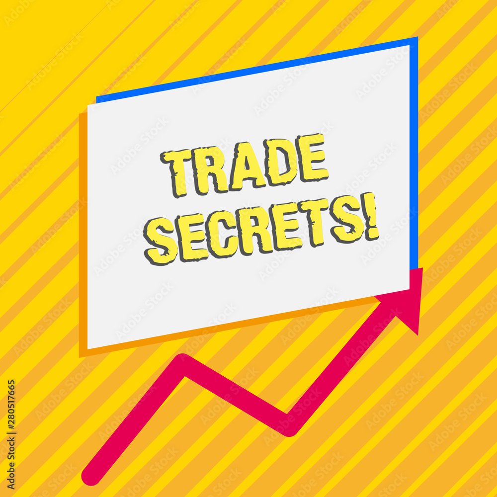 Poster handwriting text trade secrets. conceptual photo technique used by a company in analysisufacturing i