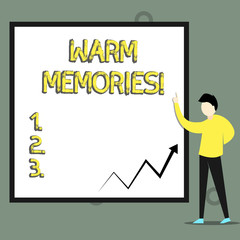 Conceptual hand writing showing Warm Memories. Concept meaning Something that you remember with pleasure Sweet reminiscences