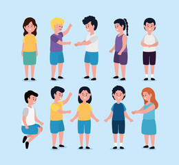 Obraz premium set of boys and girls children with casual clothes