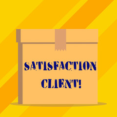 Writing note showing Satisfaction Client. Business concept for benefits which customers get from purchasing products