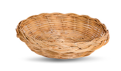Fototapeta premium Wicker basket is handmade on white background clipping path