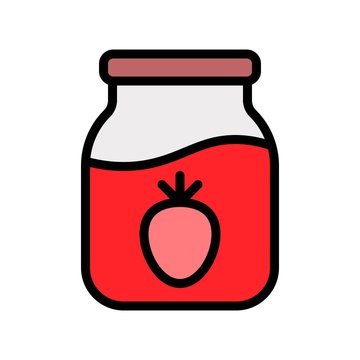 recommend clip art: Strawberries jam Glass Jar food container filled icon editable outline