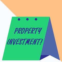 Writing note showing Property Investment. Business concept for Asset purchased and held primarily for its future income