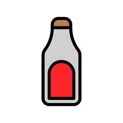 editable line icons illustration in filled design of food sauce bottle.