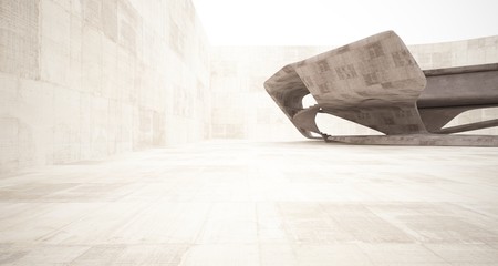 Abstract architectural brown and beige concrete smooth interior of a minimalist house. 3D illustration and rendering