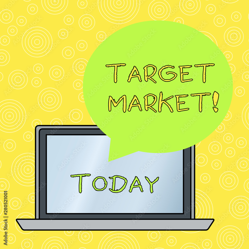 Aufkleber word writing text target market. business photo showcasing particular group of consumers which a pro