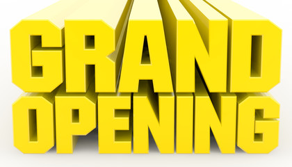 3D GRAND OPENING word on white background illustration 3D rendering