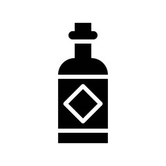 beverage or alcohol glass bottle processed food solid design icon.