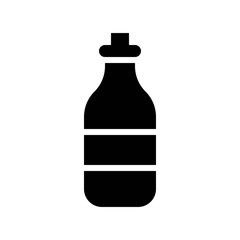 beverage or alcohol glass bottle processed food solid design icon.
