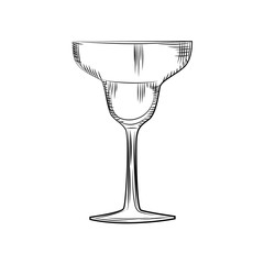 Hand drawn margarita glass sketch. Engraving style. illustration isolated