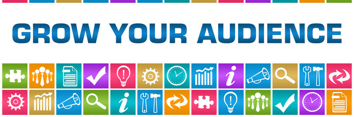 Grow Your Audience Colorful Box Grid Business Symbols 