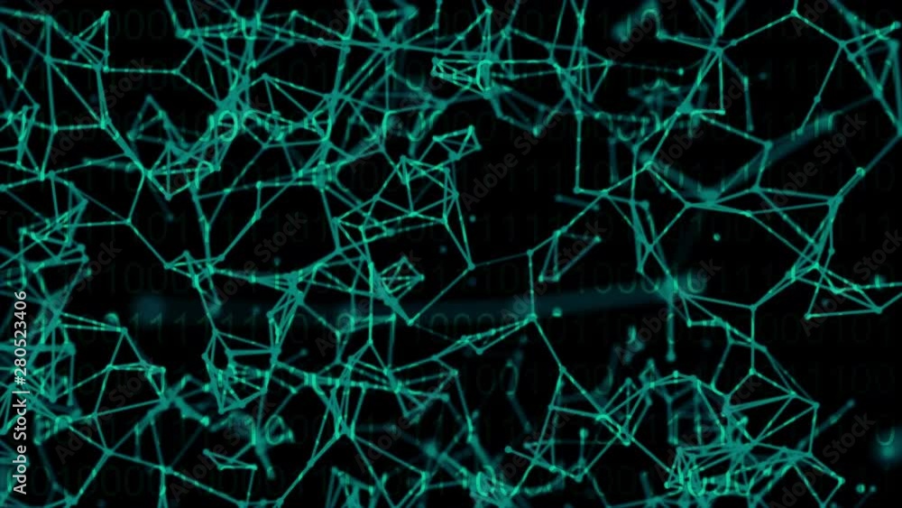 Poster Abstract Technology network connects cyber network and data binary code of internet communication or social media animation background concept
