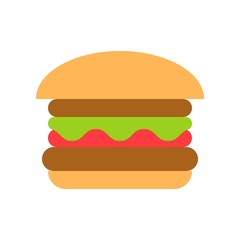 tasty healthy burger snack junk food flat design icon.