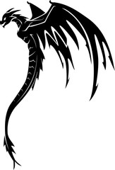 Black Dragon Side View Silhouette