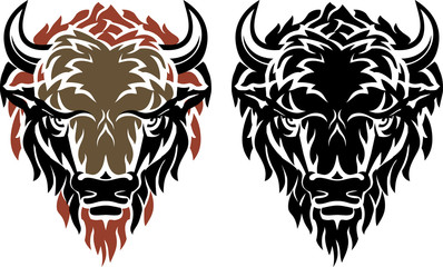 Black Bison Head Mascot © Draco77