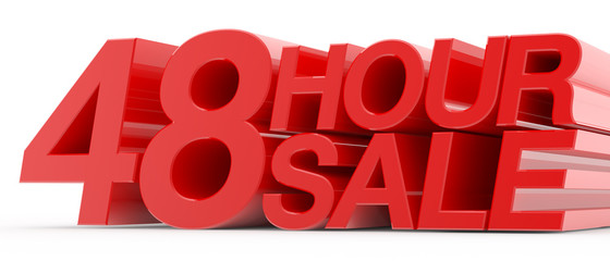 48 HOUR SALE word on white background illustration 3D rendering