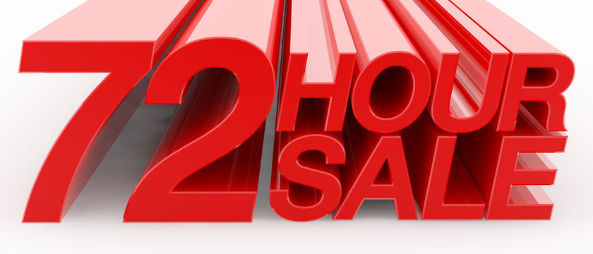 72 HOUR SALE Word On White Background Illustration 3D Rendering