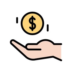 money on hand flat icon editable outline in business and finance