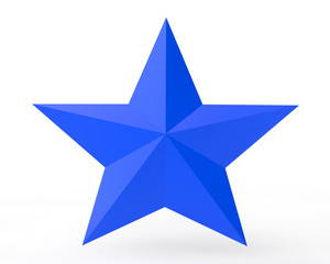 3D blue star on white background illustration 3d rendering