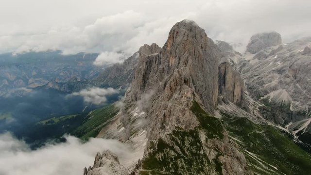 Aerial view of the The Rosengarten group Dolomites mountains Italy