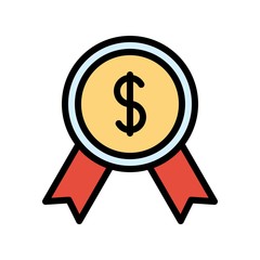 dollar ribbon flat icon editable outline in business