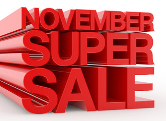 DECEMBER SUPER SALE red word on white background illustration 3D rendering