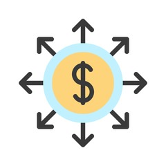 banking withdraw circle dollar sign business flat design icon.