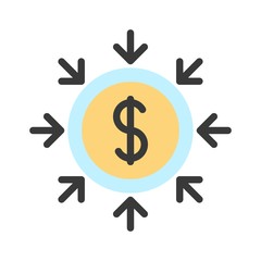 banking saving circle dollar sign business flat design icon.