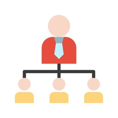 office team work leader management business flat design icon.