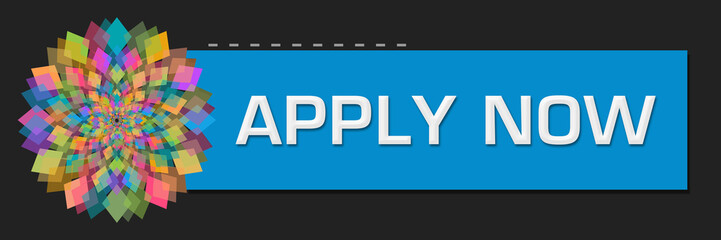 Apply Now Dark Blue Colorful Floral Horizontal 