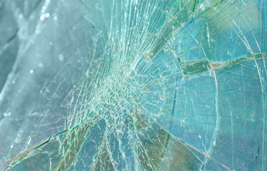 Close-up broken car windshield - Accident of car