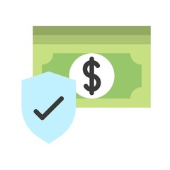 cash  bundle shield business flat design icon.