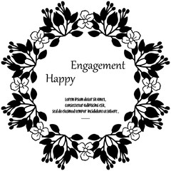 Template floral frame, style frame unique and elegant, card happy engagement. Vector