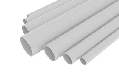 Tubes PVC pipes on white background illustration 3D rendering