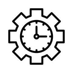 cog wheel and clock, editable outline icon in business and investment.