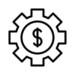 cog wheel and money, editable outline icon in business and investment.