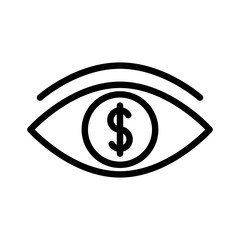 earning eye dollar eye e-commerce editable outline icon in business and investment.