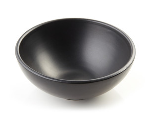 Empty black bowl isolated on white background